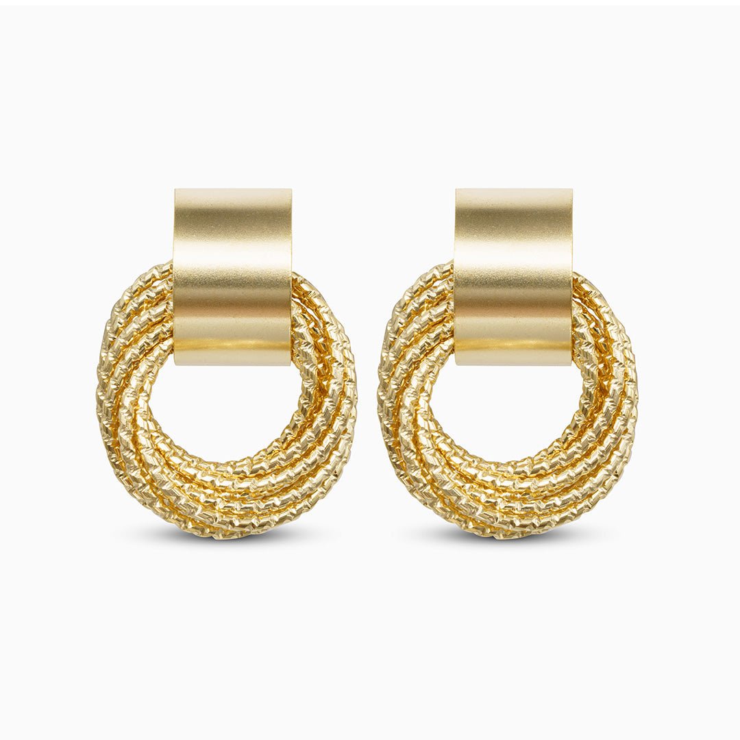 Textured Gold Loop Statement Earrings - Earrings