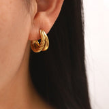 Twisted Harmony Layered Hoop Earrings - Earrings
