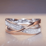 Two - Tone Crossover Ring with Pavé CZ Accents - Ring