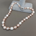 Two - Tone Freshwater Pearl Necklace with Silver Clasp - Necklaces